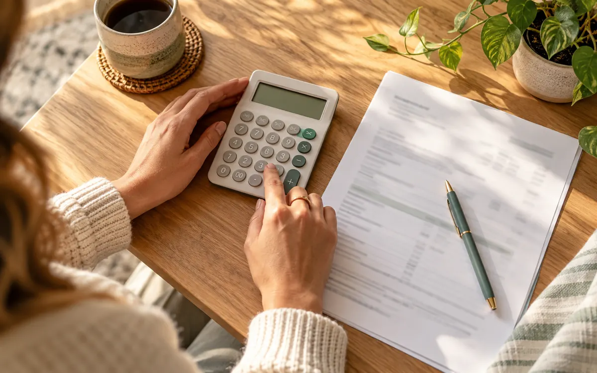 Calculator and loan agreement next to the Ahead Lending cost checker